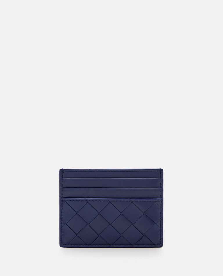 Shop Bottega Veneta Leather Card-holder In Blue