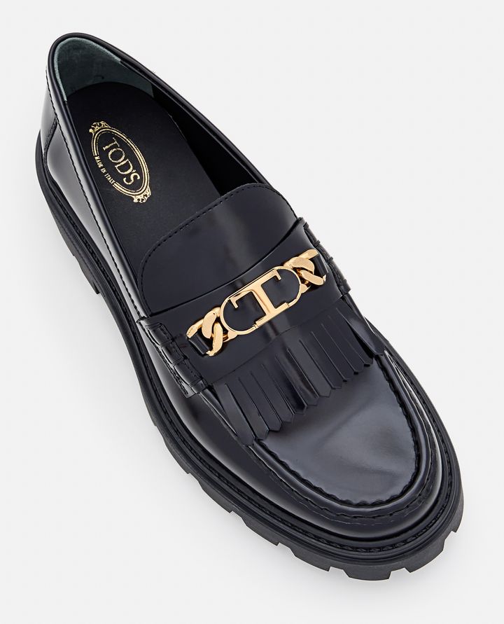 Tod's - LOGO CHAIN LEATHER LOAFERS_4