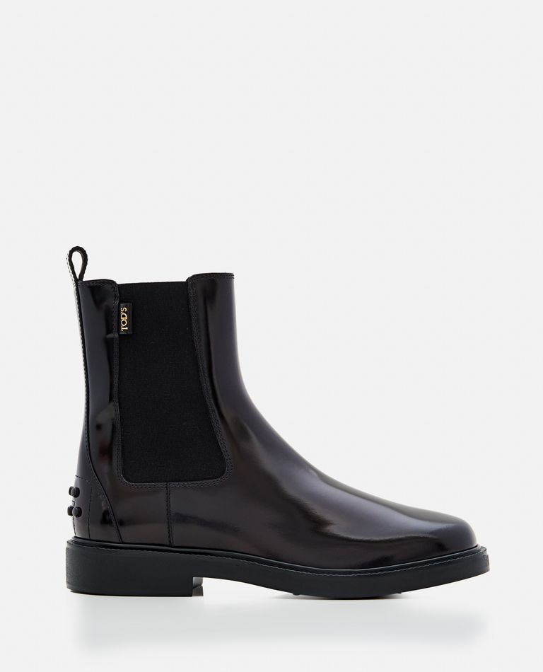 Shop Tod's Leather Chelsea Boots In Black