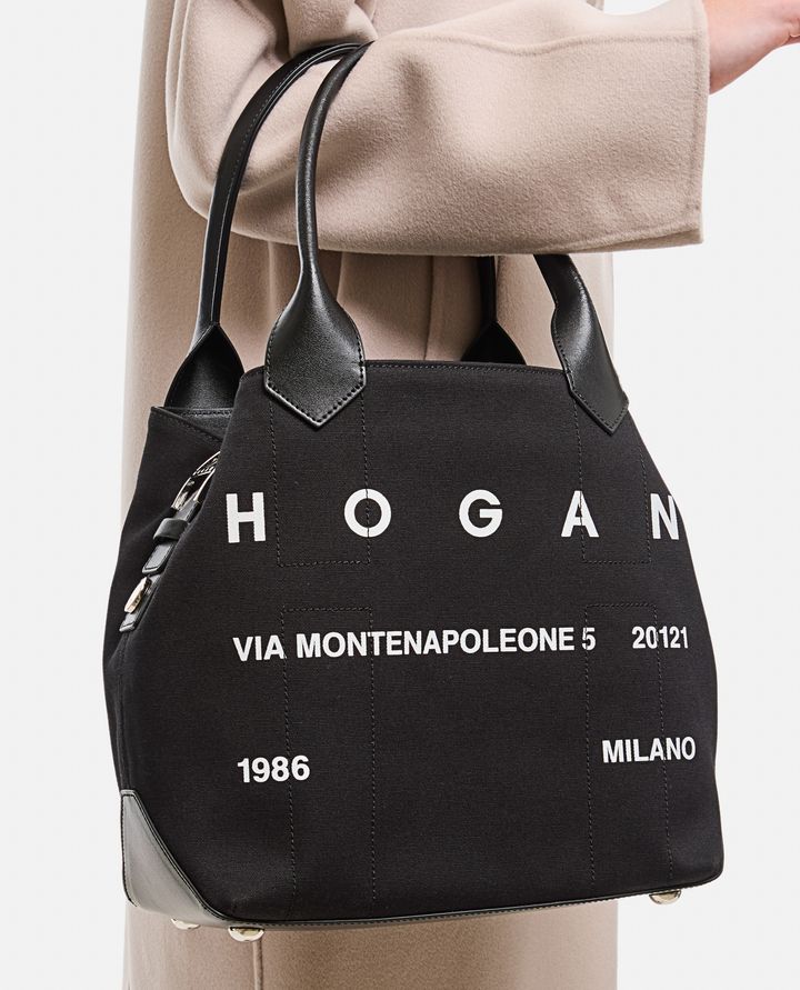 Hogan - SHOPPING BAG MEDIA IN CANVAS CON SCRITTE_5