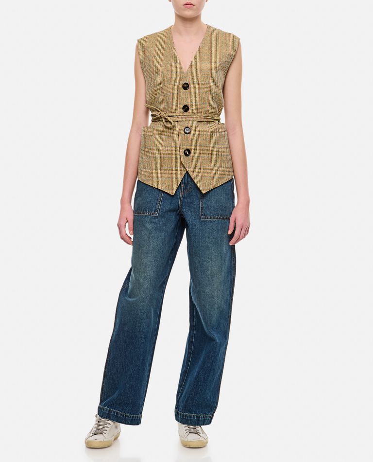 Shop Bottega Veneta Distorted Prince Of Wales Gilet In Beige