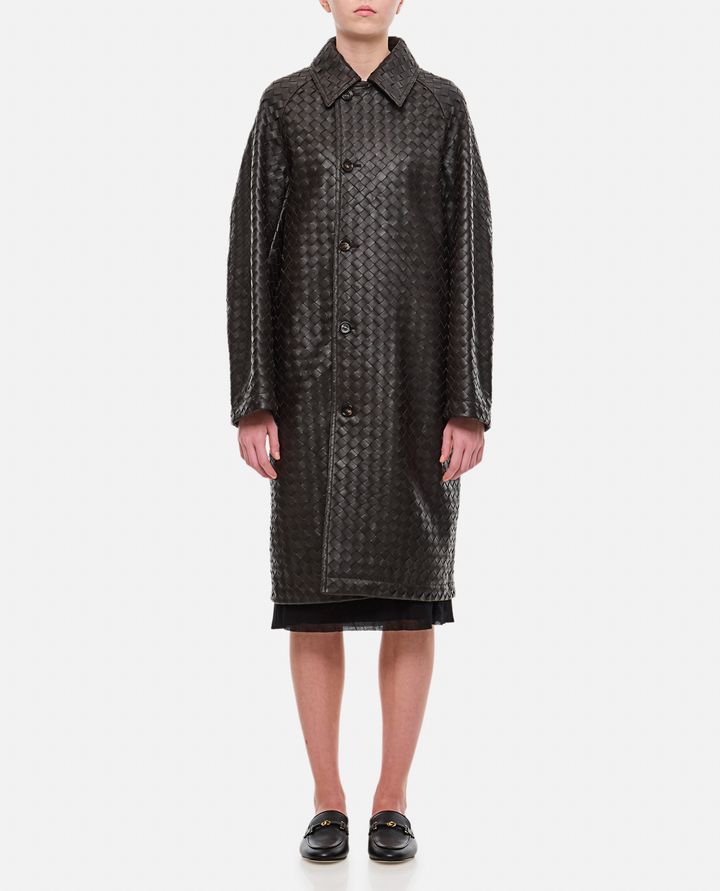 Bottega Veneta - HANDMADE UNLINED WOVEN LEATHER COAT_1