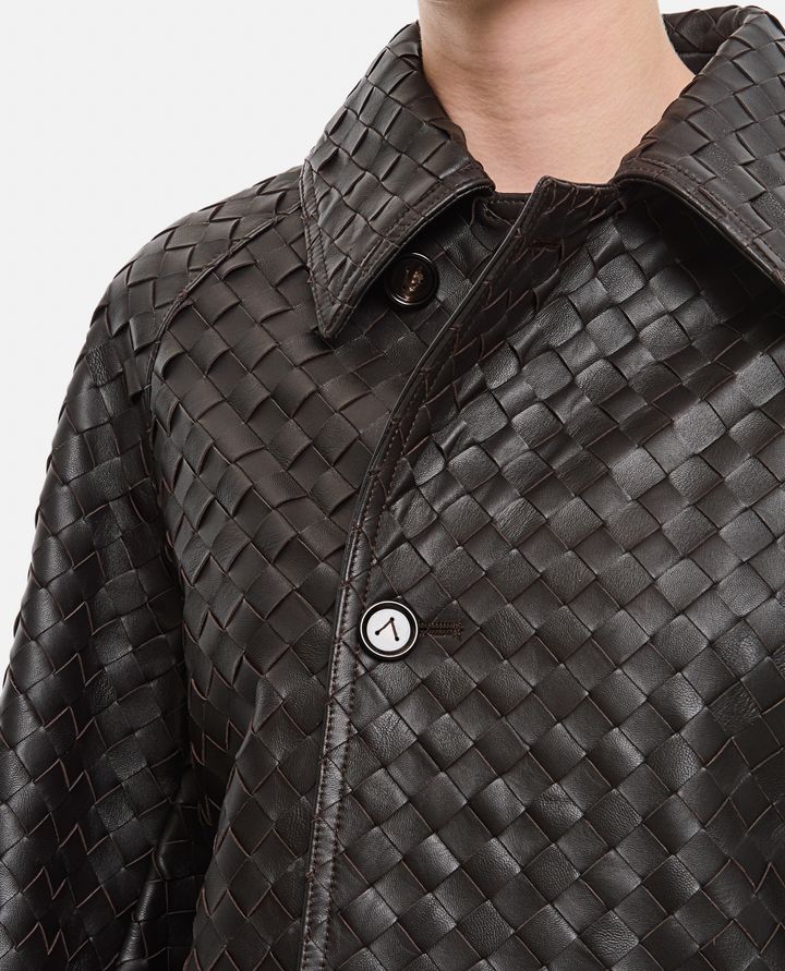 Bottega Veneta - HANDMADE UNLINED WOVEN LEATHER COAT_4