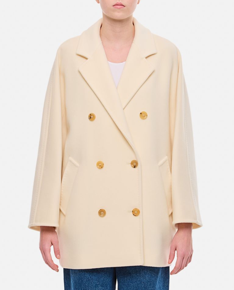 Shop Max Mara Rebus Double Breasted Coat In White