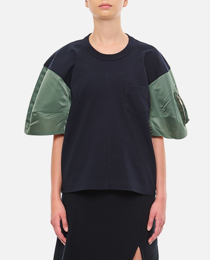 Sacai - NYLON TWILL X COTTON JERSEY T-SHIRT_1