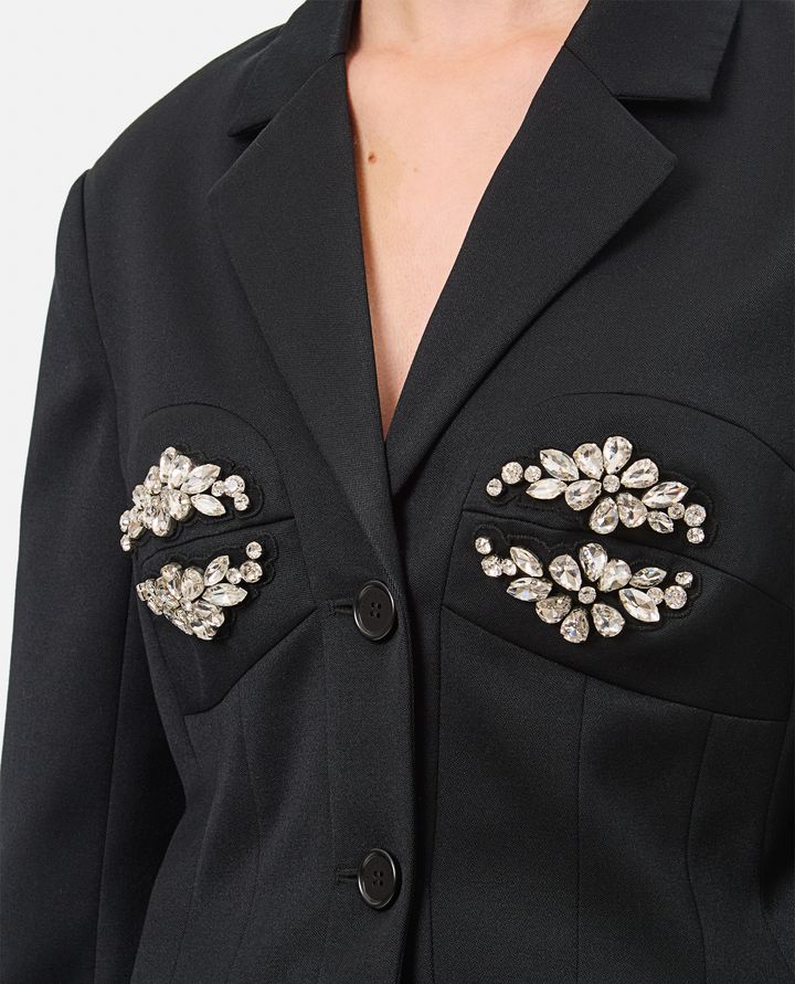 Simone Rocha - FITTED BUST DETAIL JACKET W/ EMBROIDERY DETAIL_4