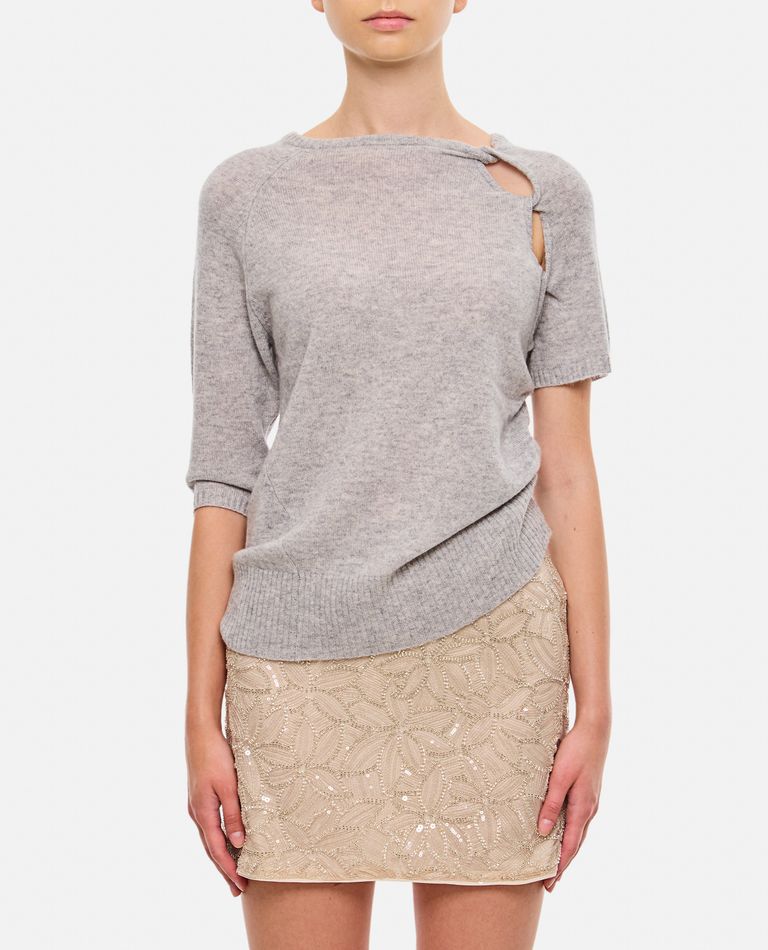 Shop Christopher Esber Cashmere Helix Open Twist Draped T-shirt In Grey