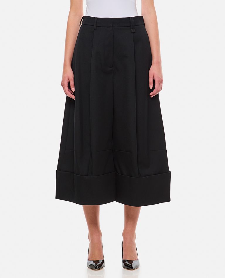 Shop Simone Rocha Wool Sculpted Cropped Wide Leg Trousers In Black