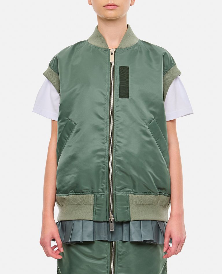 Shop Sacai Nylon Twill Vest In Green