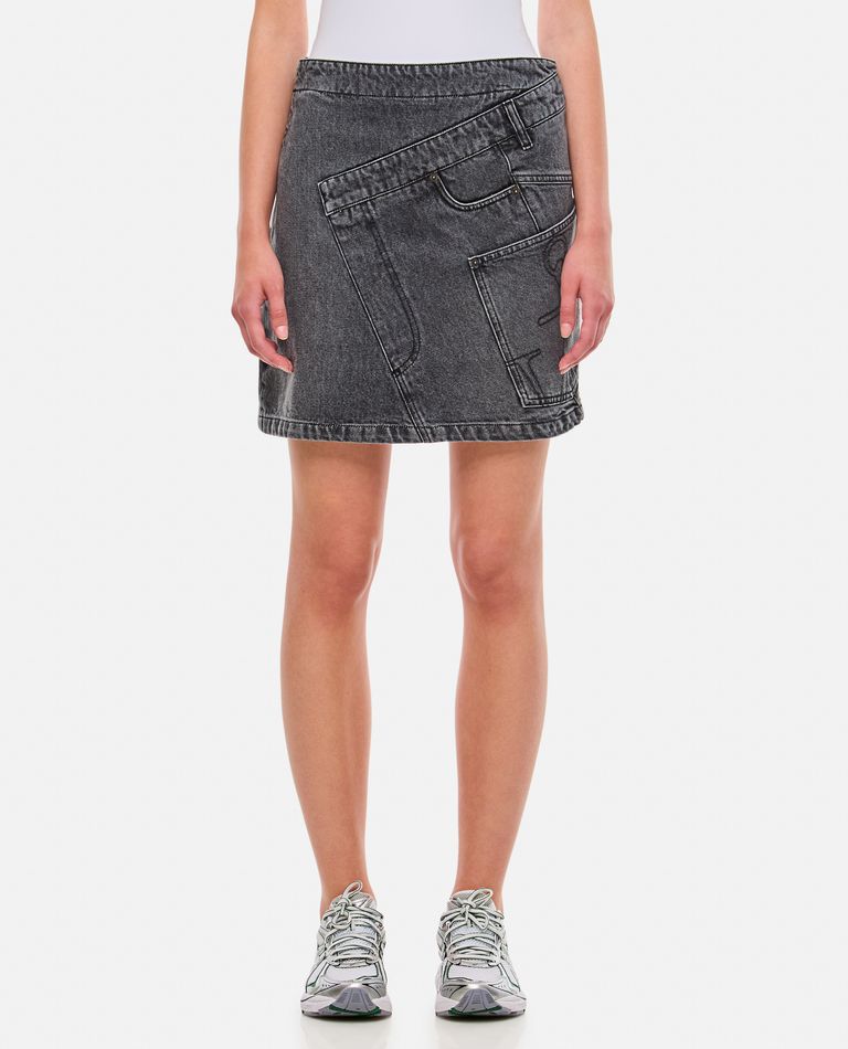 Jw Anderson Denim Twisted Skirt In Grey