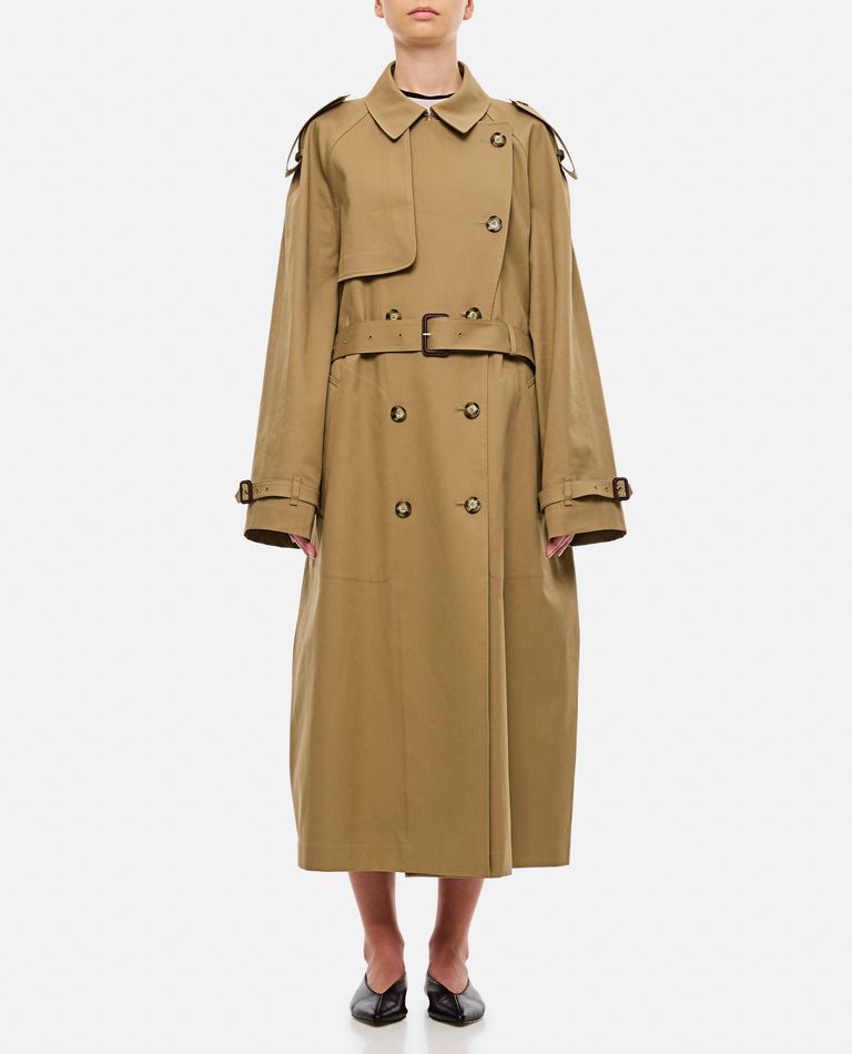 Shop Stella Mccartney Oversized Cotton Trench In Brown