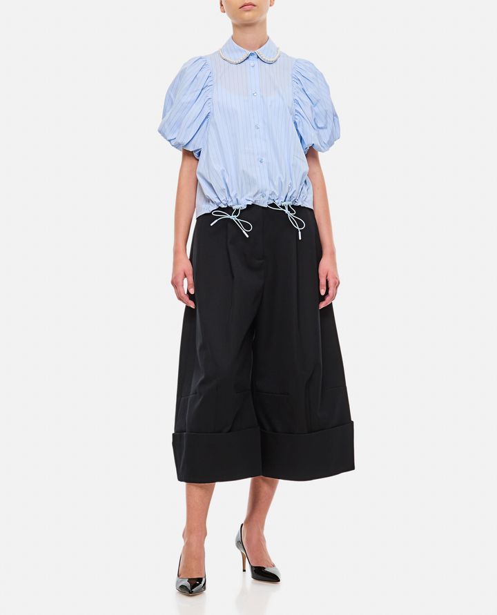 Simone Rocha - CROPPED TOGGLE DETAIL PUFF SLEEVE SHIRT W/ EMB_2