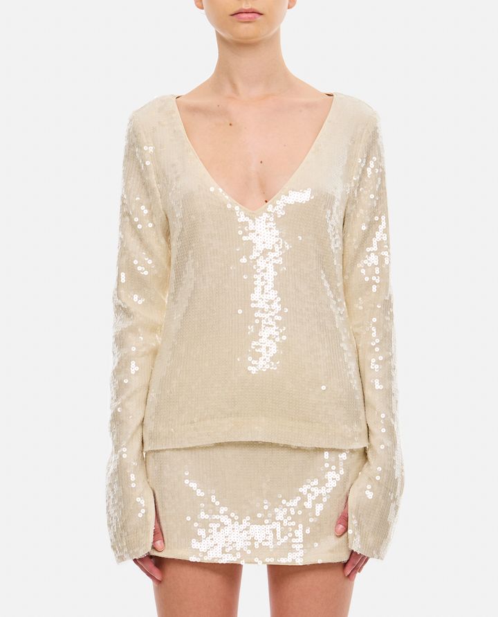 Rotate Birger Christensen - SEQUINS V-NECK TOP_1