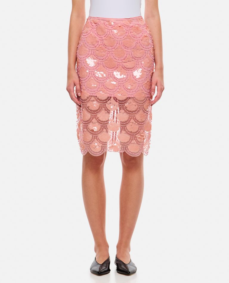 Shop Rotate Birger Christensen Midi Skirt With Pink Sequins In Rose