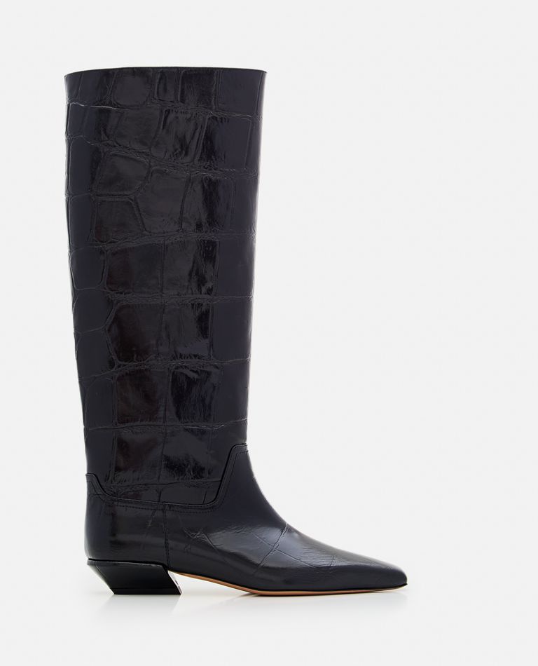 Paris Texas Embossed Croco Leather Bettina Boots In Black