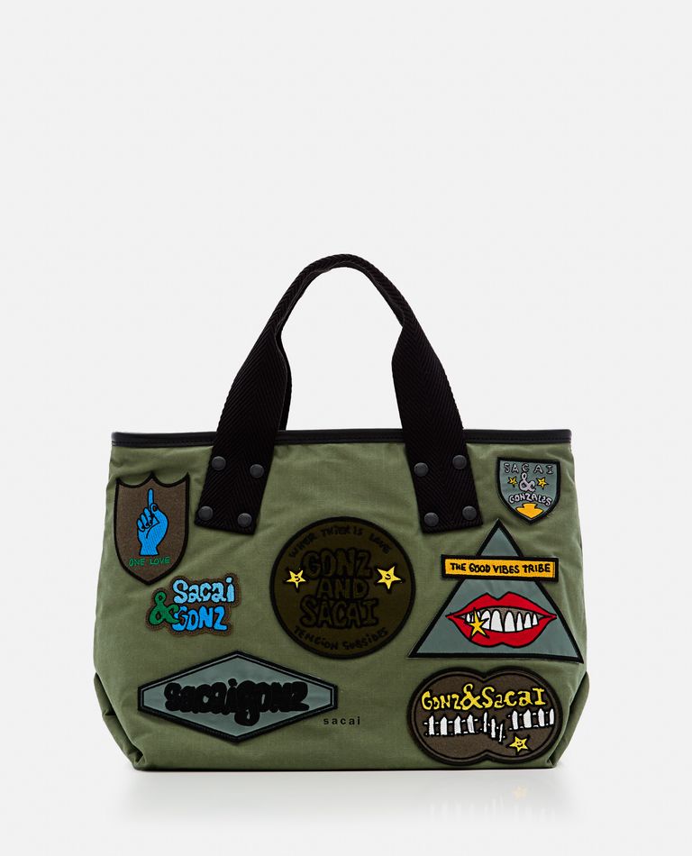 Shop Sacai X Marc Gongales Medium Patch Tote Bag In Green