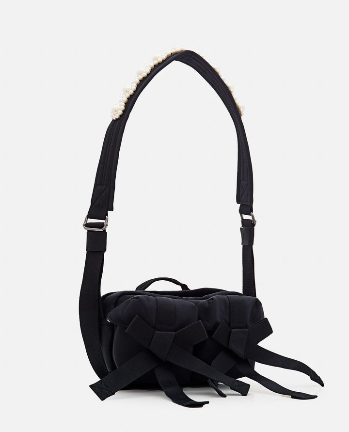 Simone Rocha - BORSA A TRACOLLA CON PERLINE NERA E FIOCCHI FRONTALI_2