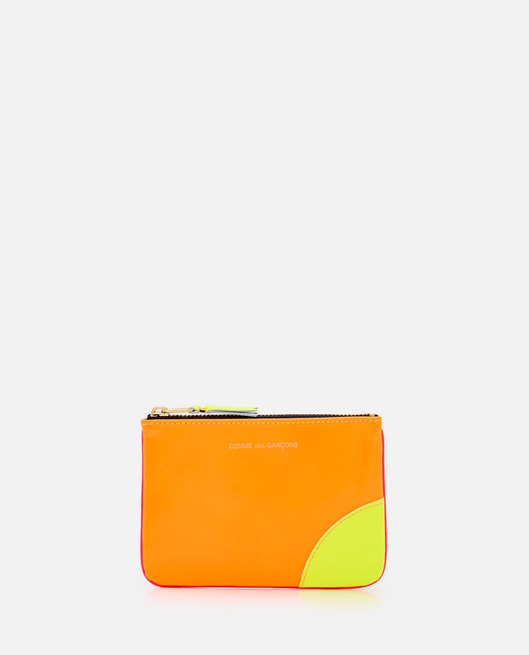 Shop Comme Des Garçons Play Super Fluo Leather Line Wallet In Orange