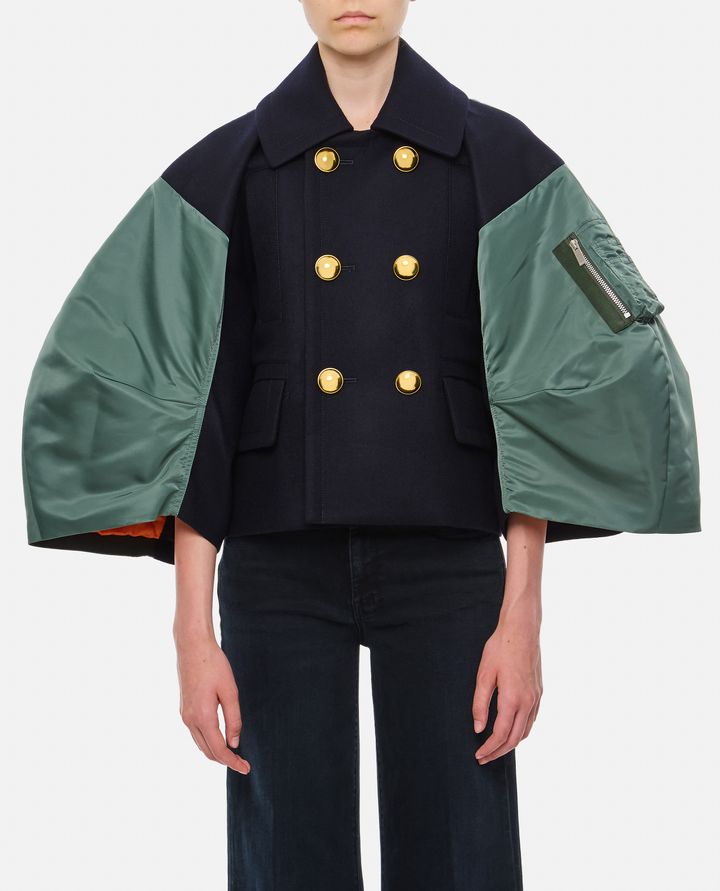 Sacai - WOOL MELTON X NYLON TWILL JACKET_1