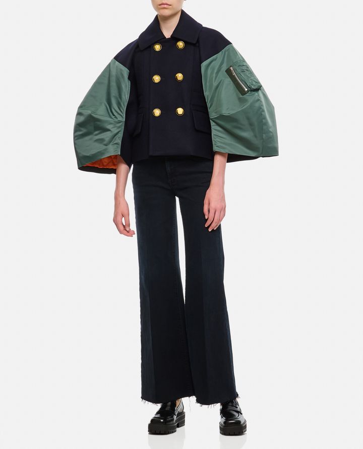 Sacai - GIACCA IN TWILL DI LANA MELTON X NYLON_2