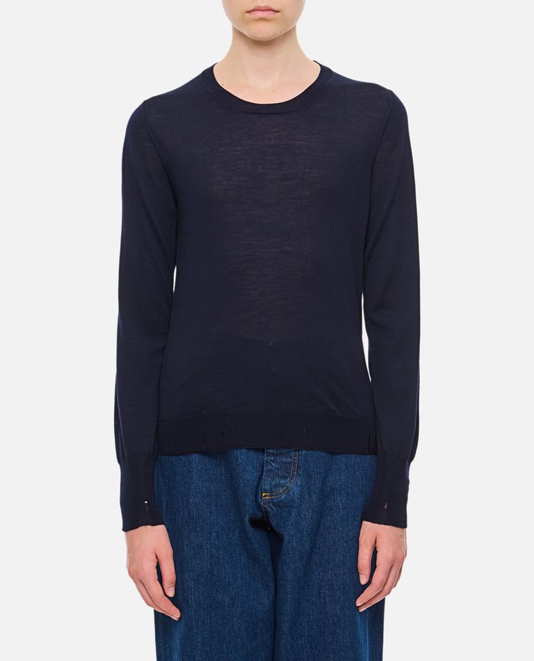 Shop Golden Goose Crewneck Merino Wool Sweater In Blue