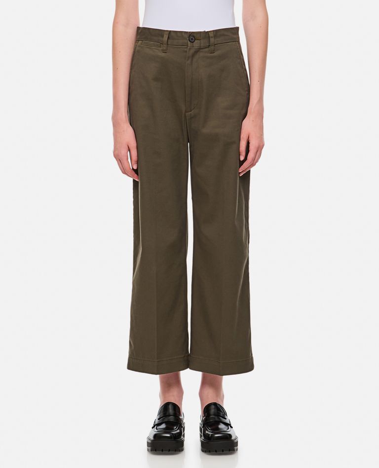 Shop Polo Ralph Lauren Wide Leg Cropped Chino Pants In Green