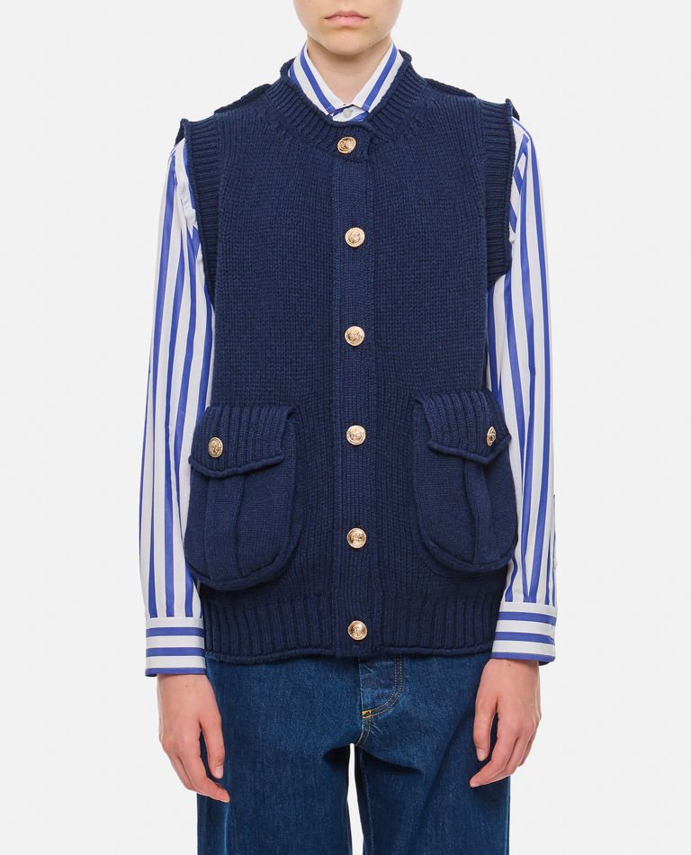 Shop Barrie Cashmere Cardigan Vest In Blue