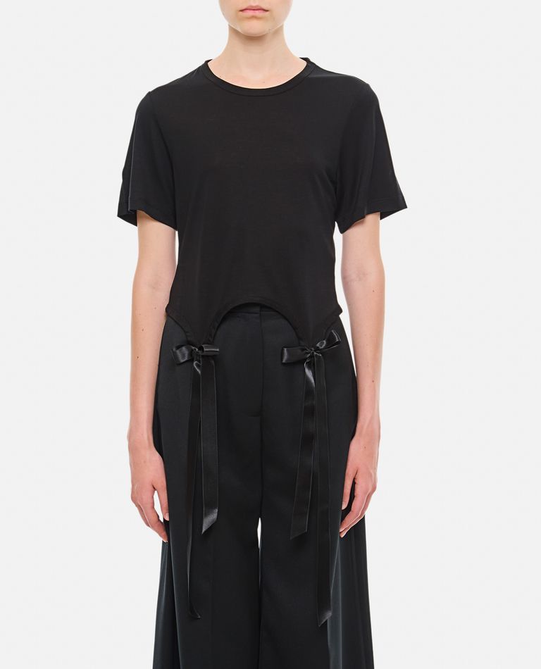 Shop Simone Rocha Easy T-shirt W/ Bow Tails In Black