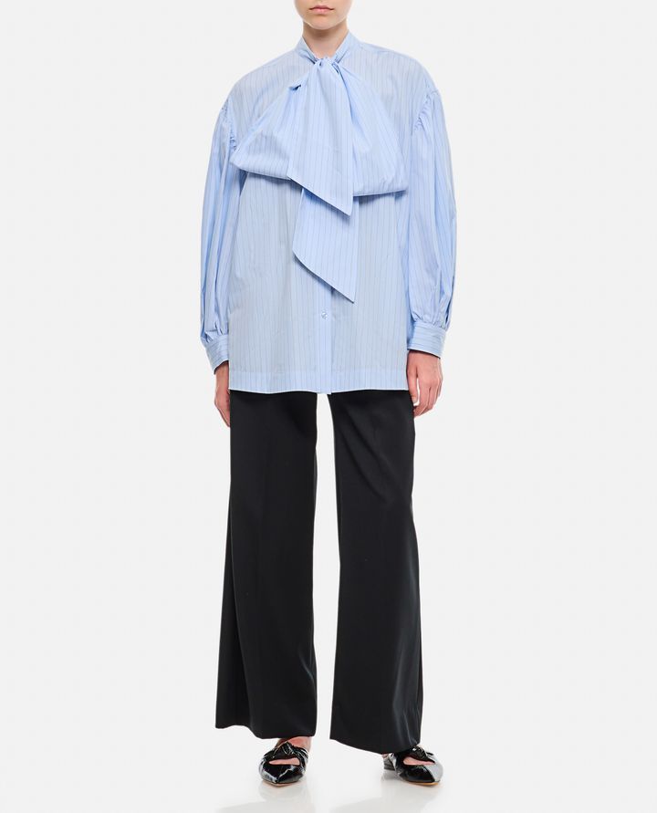 Simone Rocha - PUFF SLEEVE SHIRT W/ FRONT NECK BOW_2