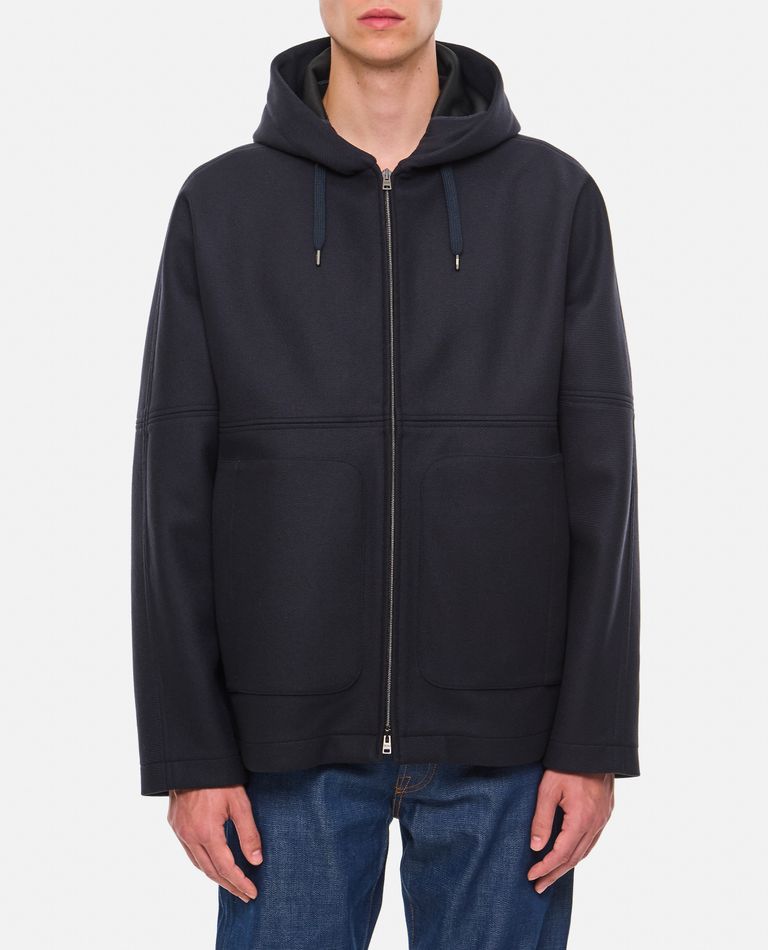 Herno Logo-patch Hooded Jacket In Blue