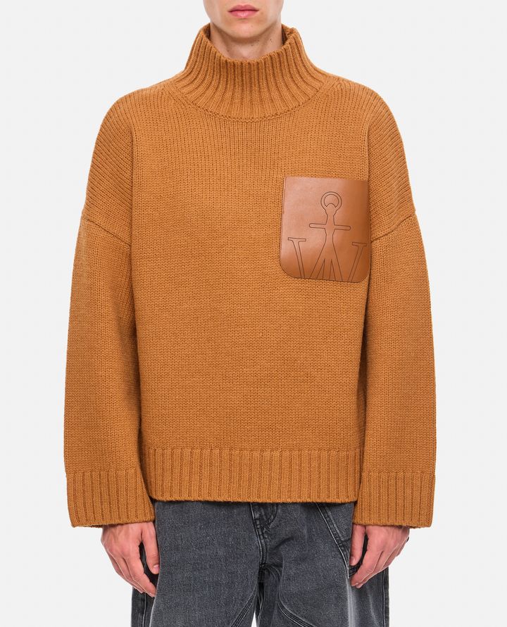 JW Anderson - MAGLIONE CON PATCH IN PELLE_1