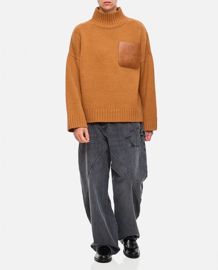 JW Anderson - MAGLIONE CON PATCH IN PELLE_2