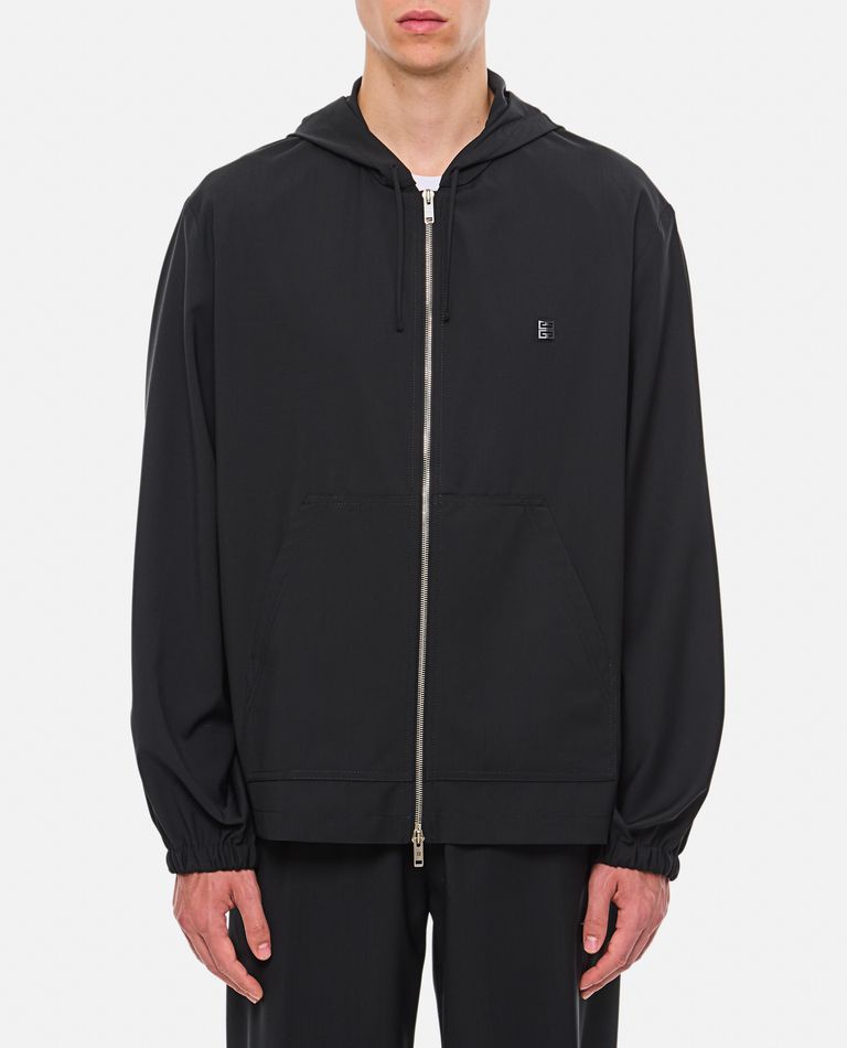 Shop Givenchy Zipped Wool Hoodie In Black