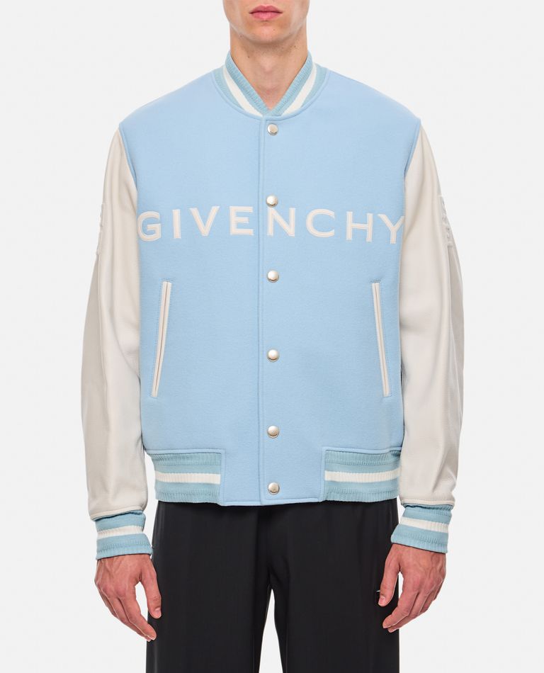 Shop Givenchy Varsity Jacket In Sky Blue