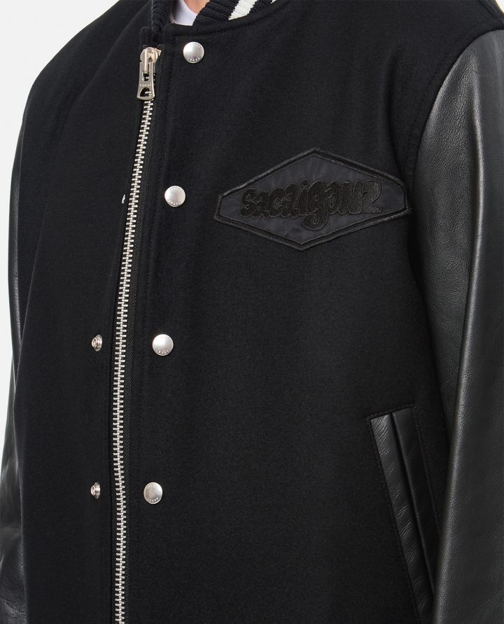 Sacai - SACAI WOOL MELTON X LEATHER BLOUSON_4