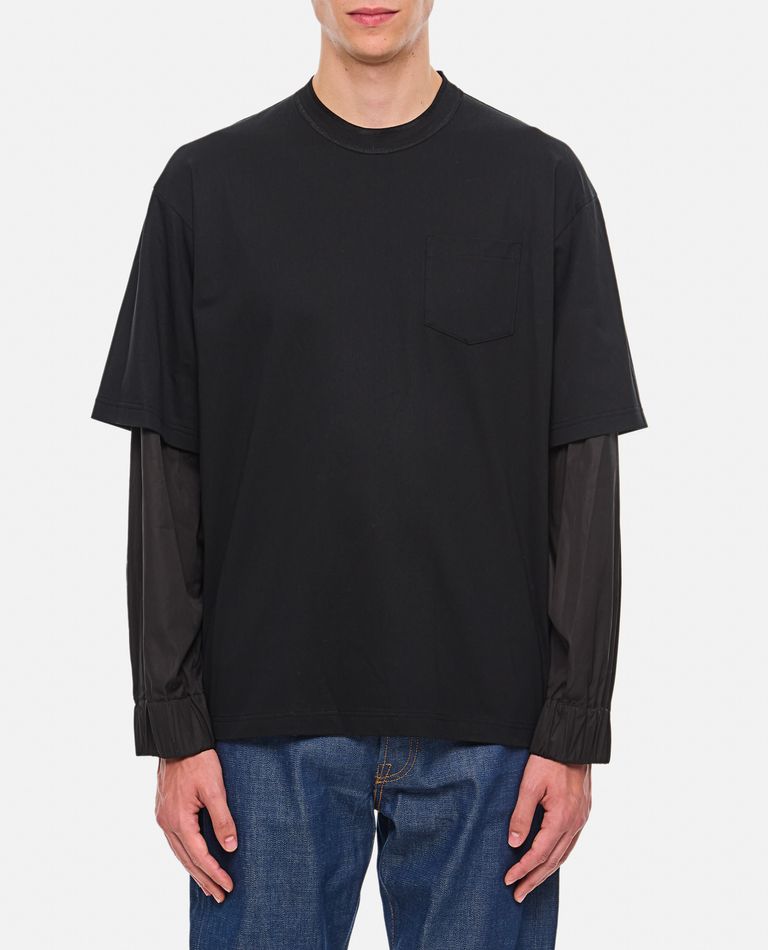 Shop Sacai Cotton Jersey Shirt In Black