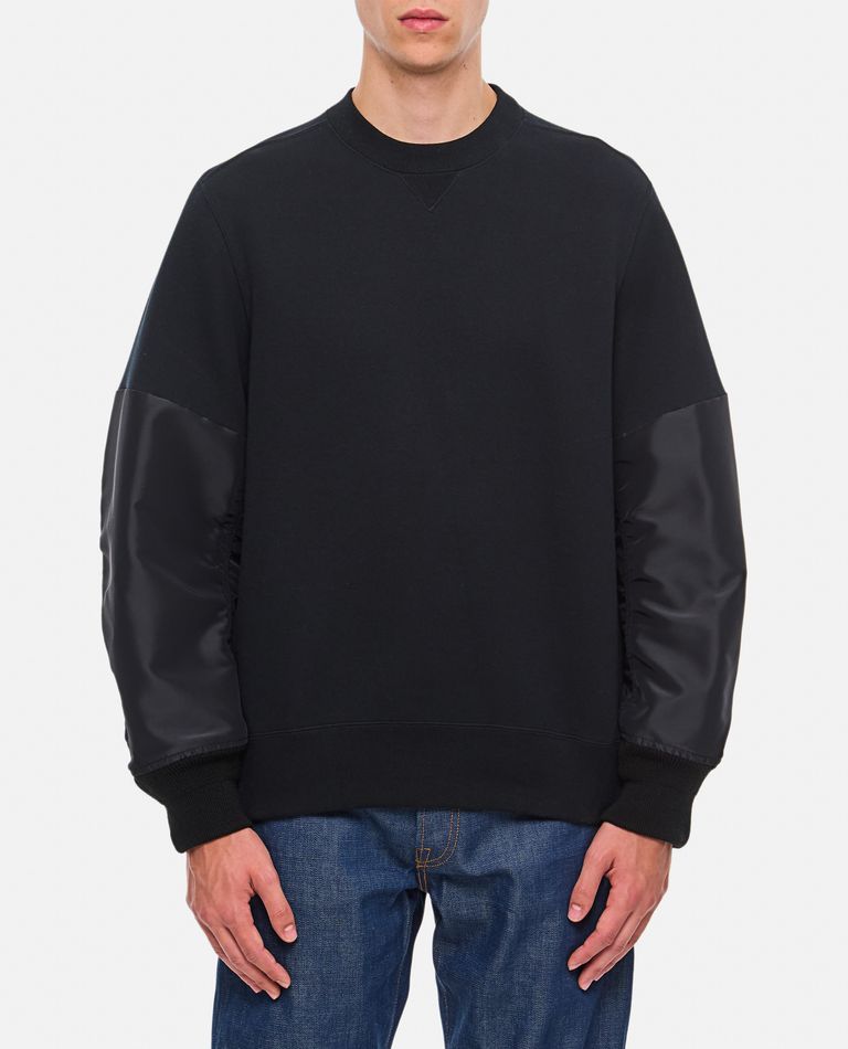 Shop Sacai Twill X Sponge Sweat Pullover In Black