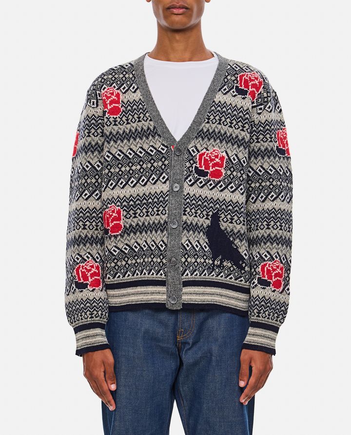 Thom Browne - V NECK CARDIGAN IN SHETLAND WOOL AND MOHAIR_1