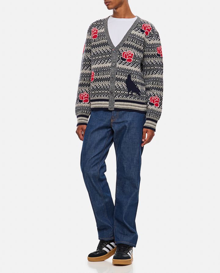 Thom Browne - V NECK CARDIGAN IN SHETLAND WOOL AND MOHAIR_2