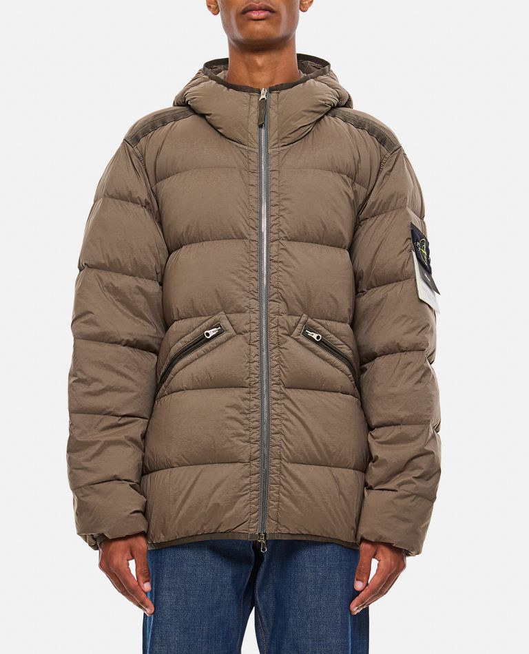 Shop Stone Island Real Down Jacket In Brown