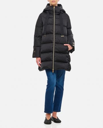Herno - SATIN A-SHAPE HOODED DOWN JACKET