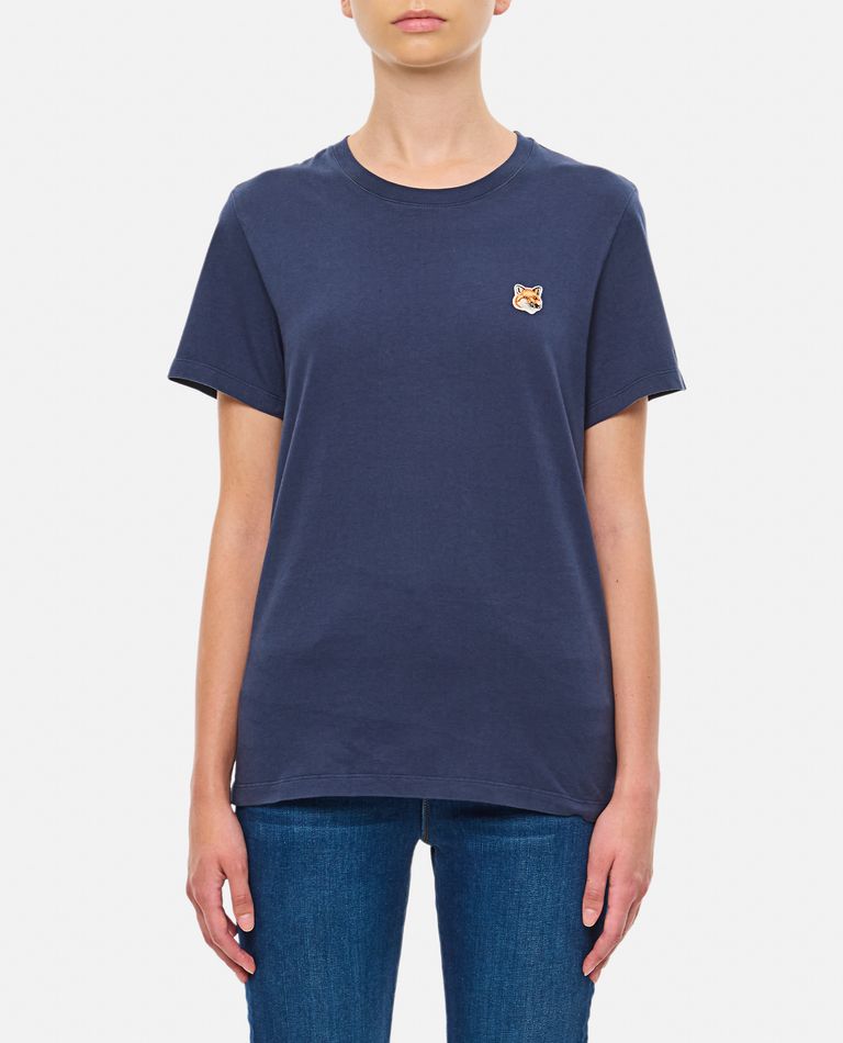 Shop Maison Kitsunã© Fox Head Patch Regular Tee Shirt In Blue