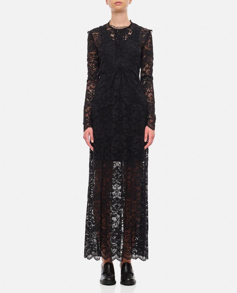 Shop Rabanne Lace Long Dress In Black