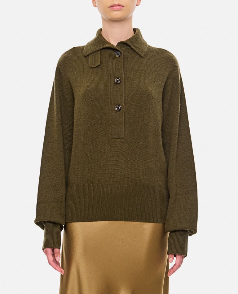 Shop Christopher Esber Cashmere Polo Sweater In Green