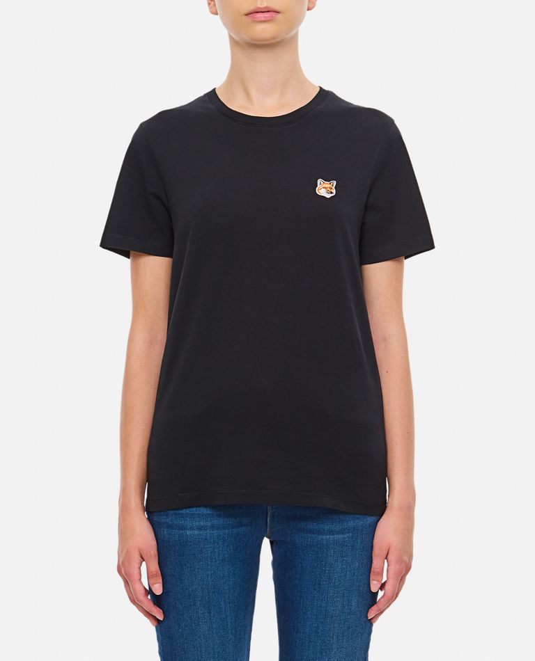 Shop Maison Kitsunã© Fox Head Patch Regular Tee Shirt In Black