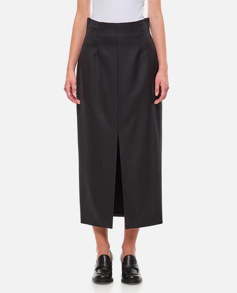 Shop Alexander Mcqueen Wool Midi Skirt In Grey