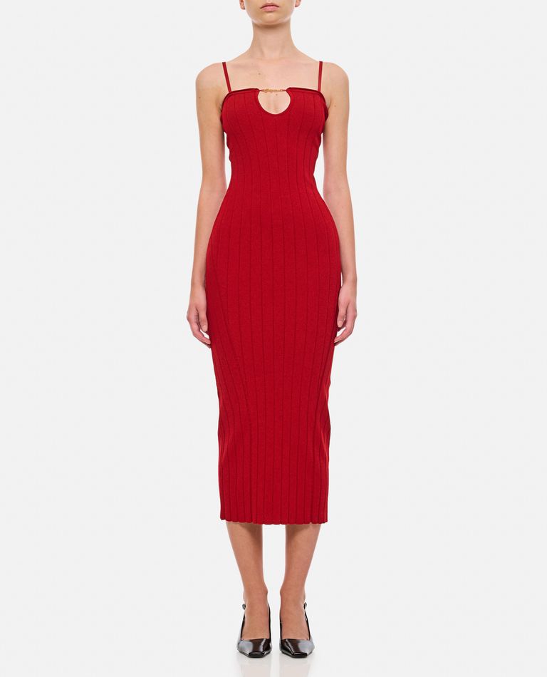 Shop Jacquemus La Robe Sierra Bretelles Viscose Midi Dress In Red