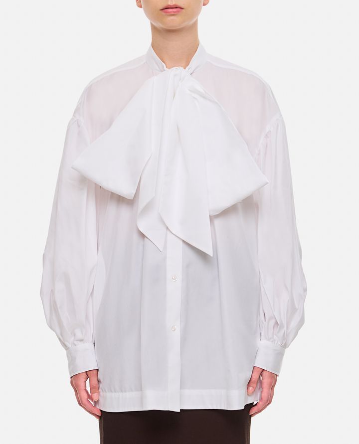 Simone Rocha - PUFF SLEEVE SHIRT W/ FRONT NECK BOW_1