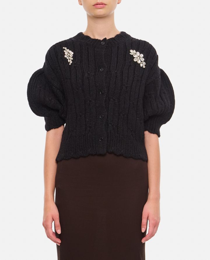 Simone Rocha - CARDIGAN CORTO IN MAGLIA GROSSA CON RICAMI_1