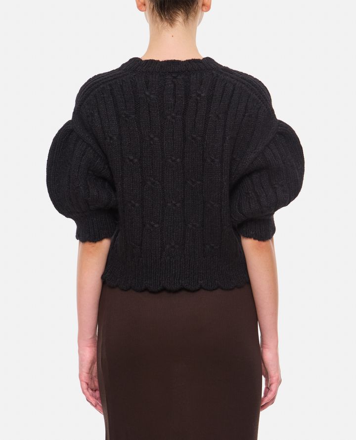 Simone Rocha - CROPPED CHUNKY KNIT CARDIGAN W/ EMB_3